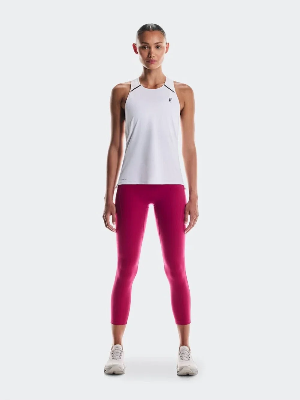 On Performance Tights 7/8 Leggings Pink High Rise Pocket Running Yoga Medium - Picture 1 of 14